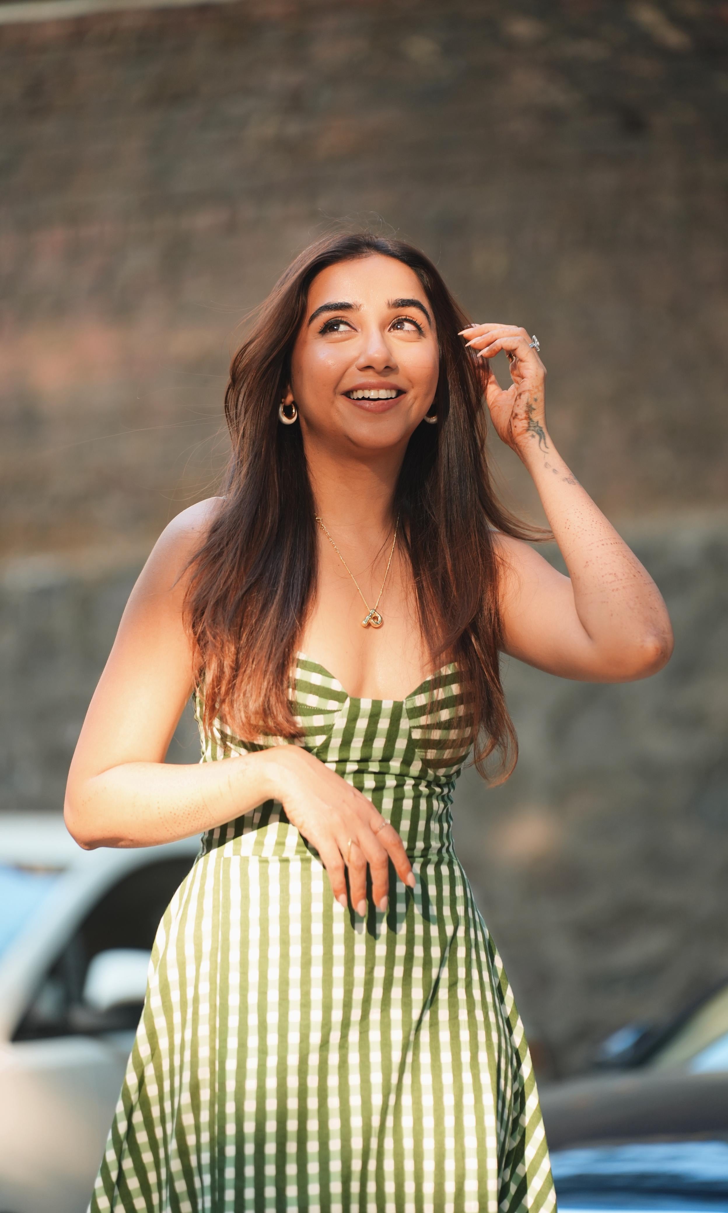 GREEN CHECKERED DRESS