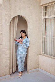 QUEEN BLUE CHECKERED CO-ORD