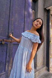 BLUE VERTICAL  DRESS