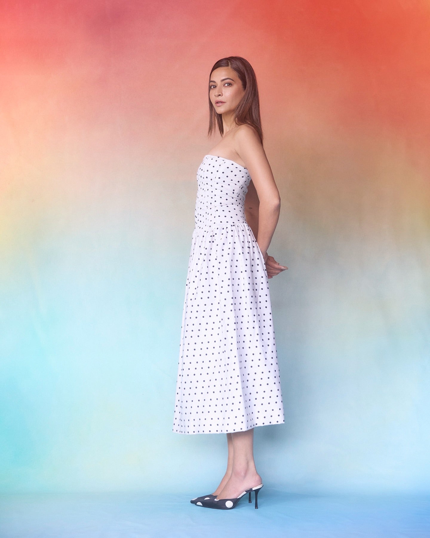 DOT POLKA MIDI DRESS