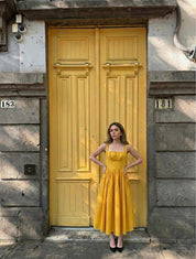 MUSTARD BUMP DRESS