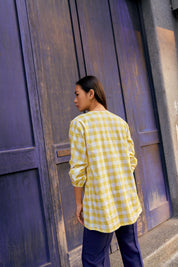 YELLOW CHECKERED SHORT KURTA