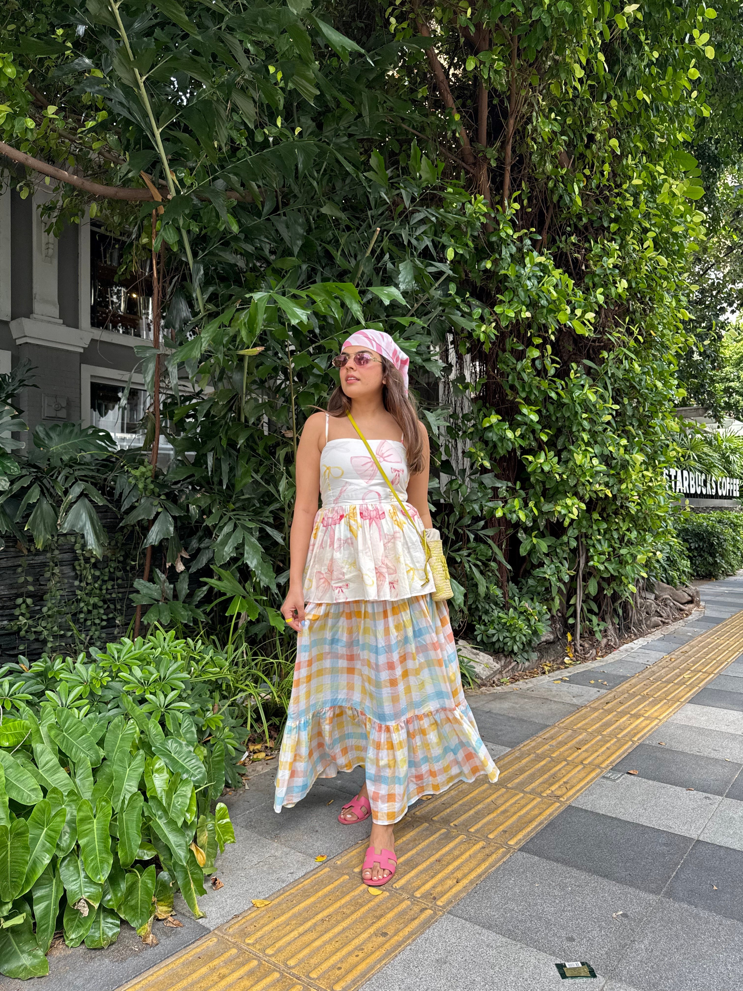 MULTI GINGHAM SKIRT SET