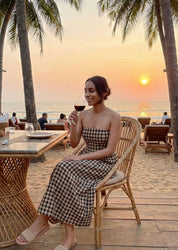 BROWN CHECKERED DRESS