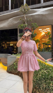 RED STRIPE SMOKING DRESS