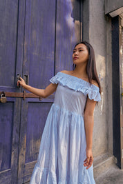 BLUE VERTICAL  DRESS
