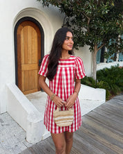 RED PINK CHECKS DRESS