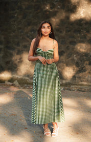 GREEN CHECKERED DRESS