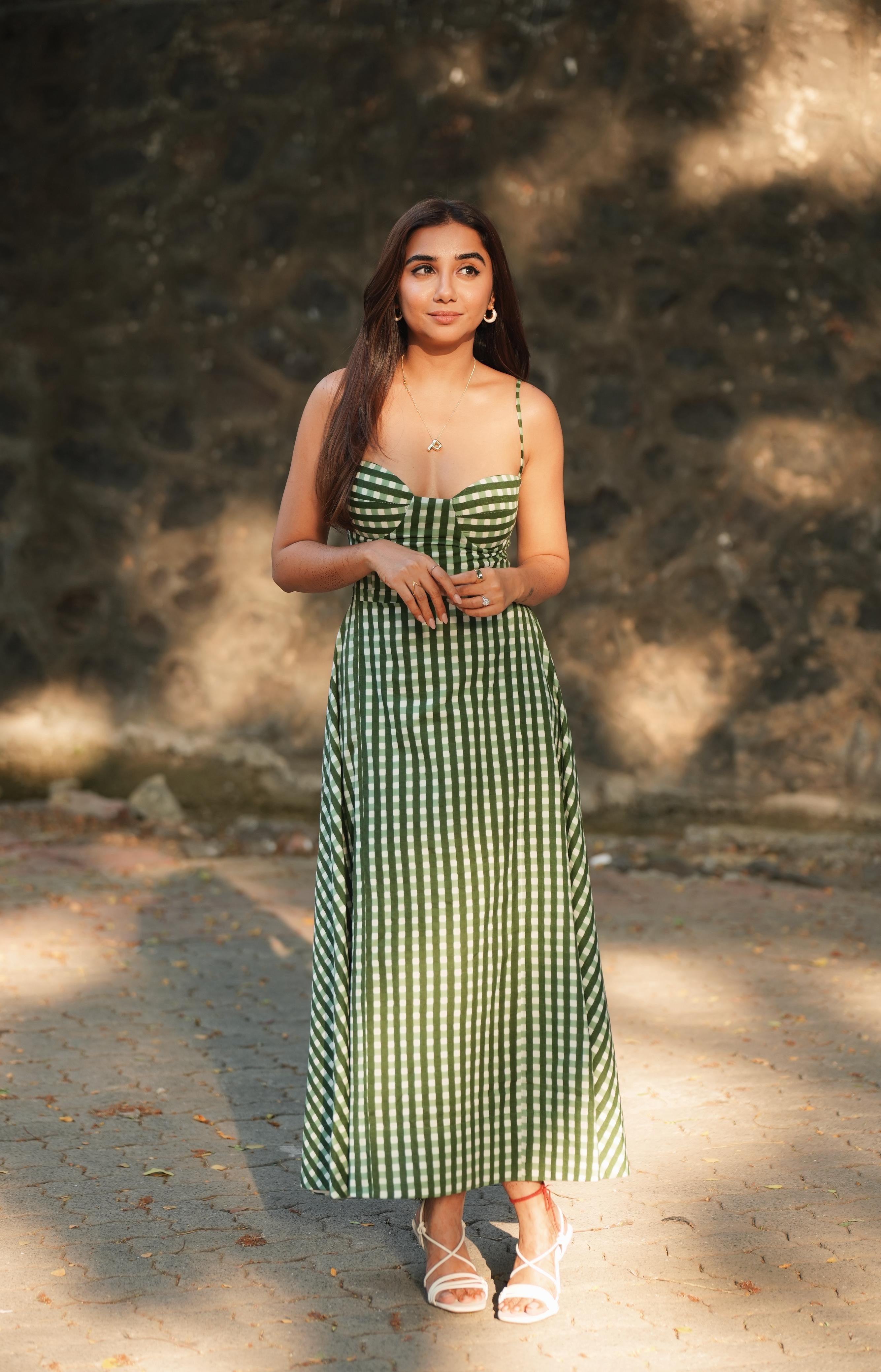 GREEN CHECKERED DRESS