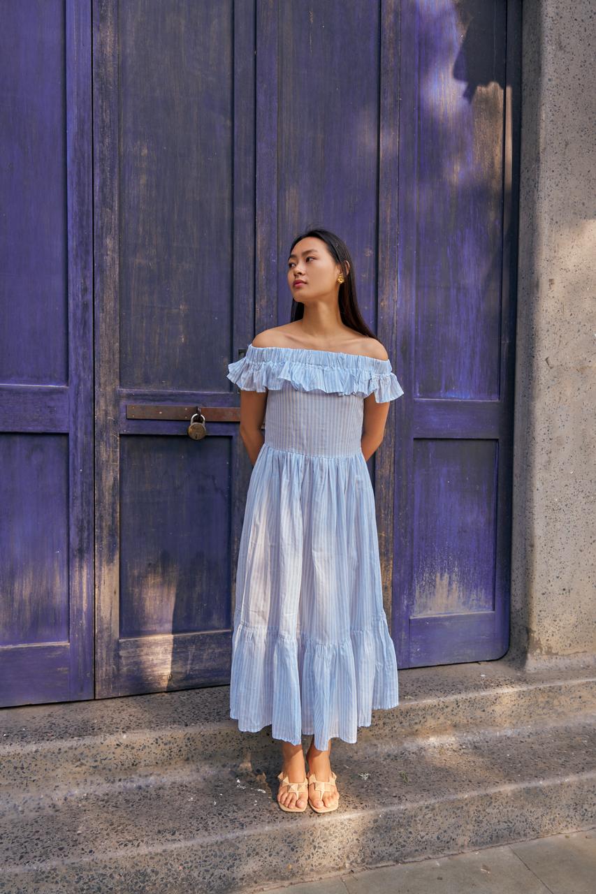 BLUE VERTICAL  DRESS