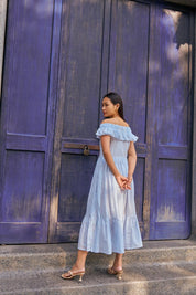 BLUE VERTICAL  DRESS