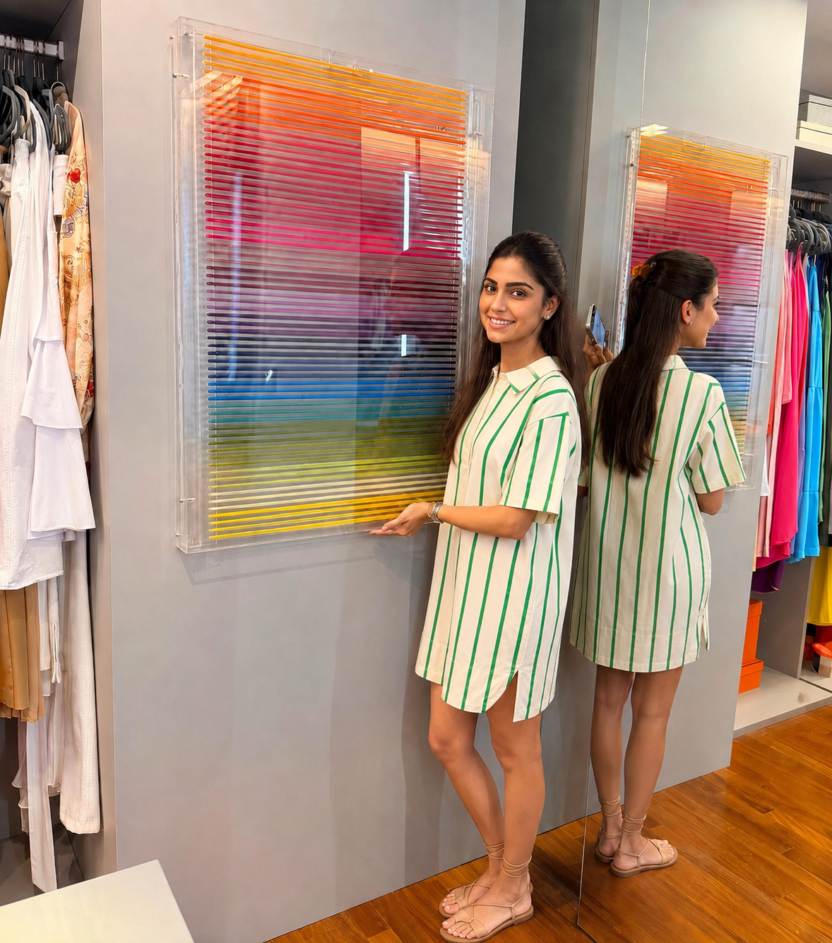 GREEN STRIPE DRESS