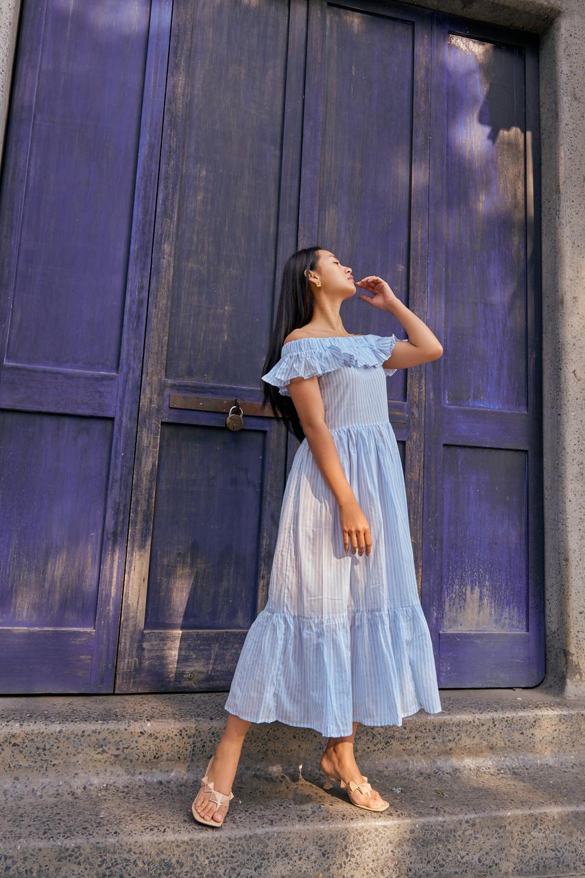 BLUE VERTICAL  DRESS