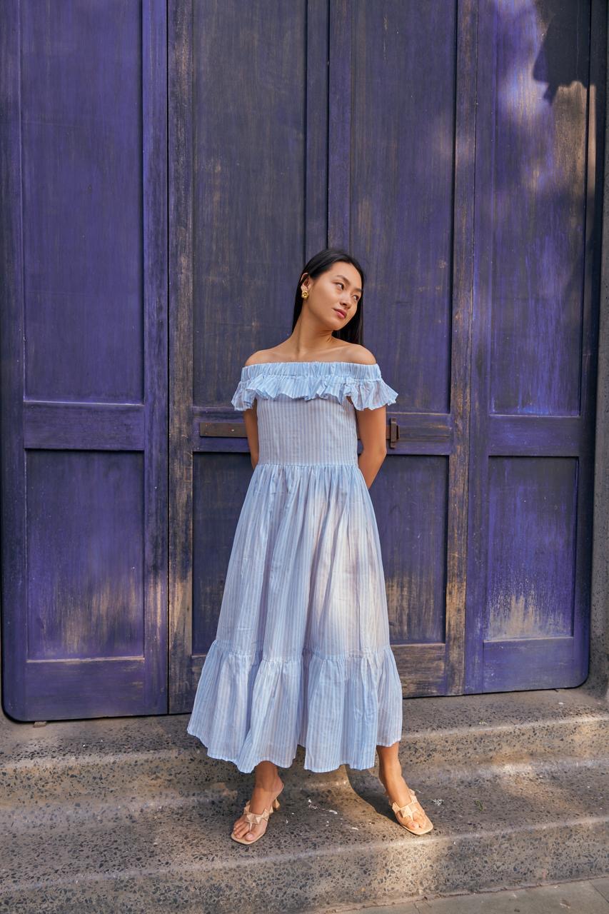 BLUE VERTICAL  DRESS