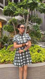 GREEN GINGHAM DRESS