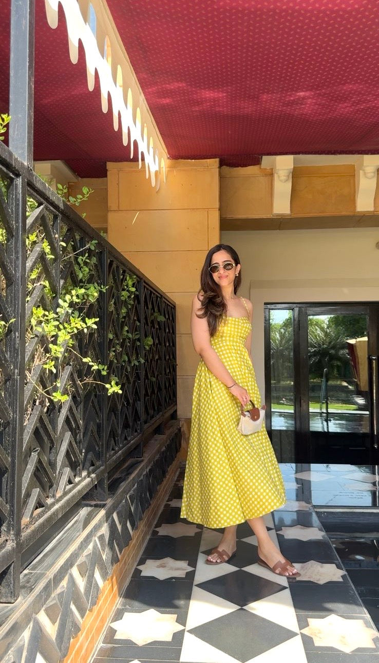 MUSTARD  CHECKERED DRESS