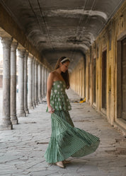 GREEN POLKA DOT SKIRT SET