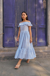 BLUE VERTICAL  DRESS