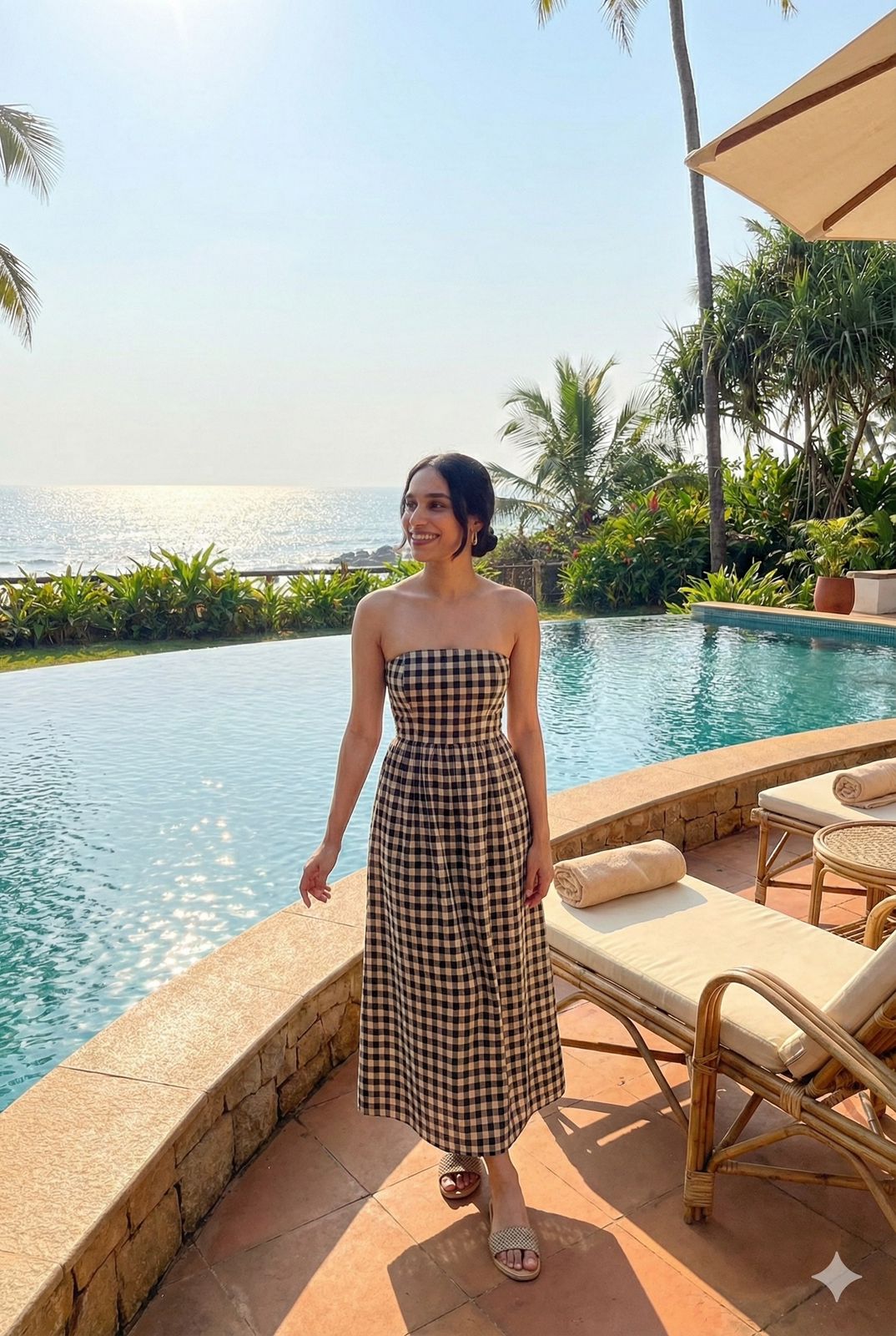BROWN CHECKERED DRESS