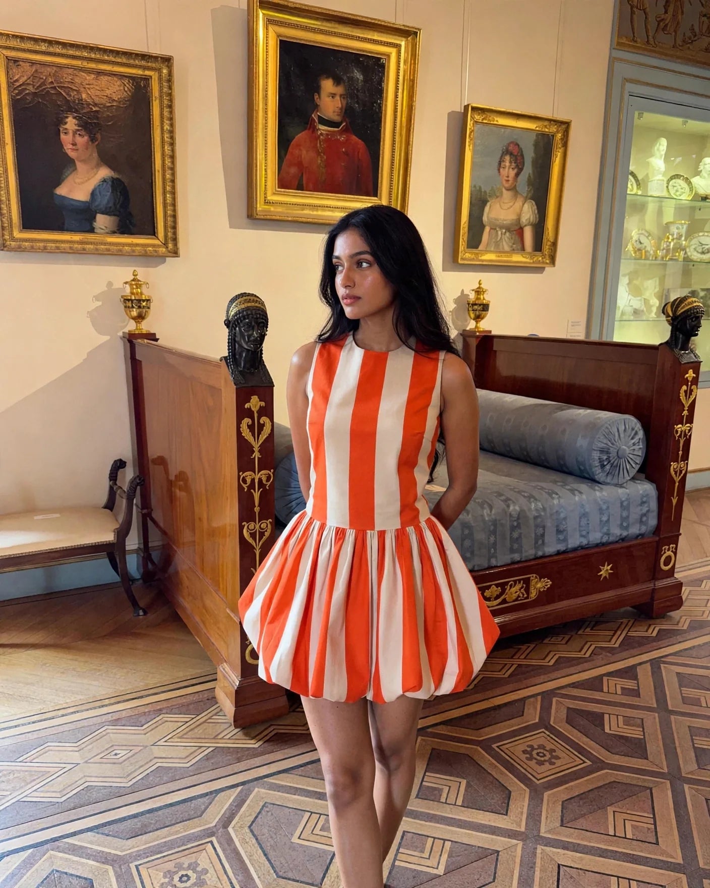 ORANGE STRIPE KIMONO DRESS