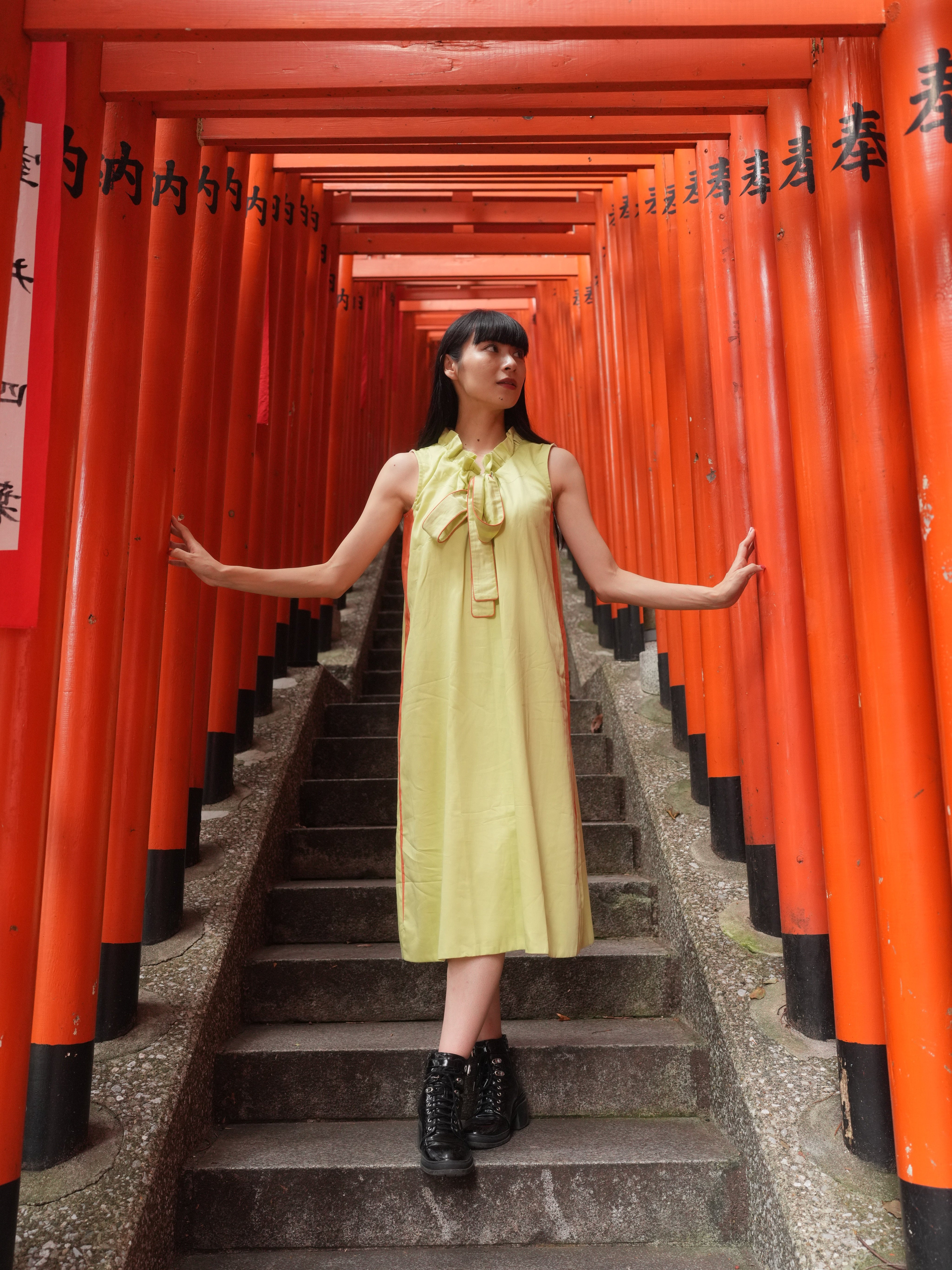 GREEN BOW DRESS