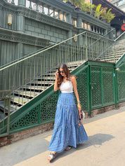 BLUE GINGHAM SKIRT SET
