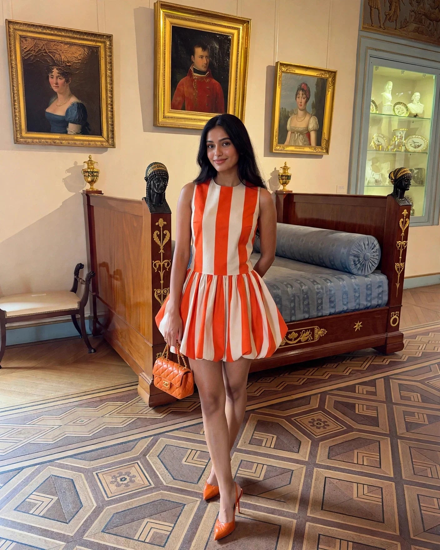 ORANGE STRIPE KIMONO DRESS