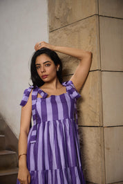 PURPLE STRIPE MAXI  DRESS