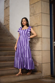 PURPLE STRIPE MAXI  DRESS