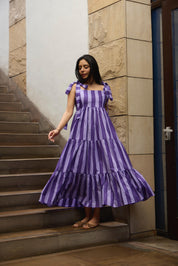 PURPLE STRIPE MAXI  DRESS